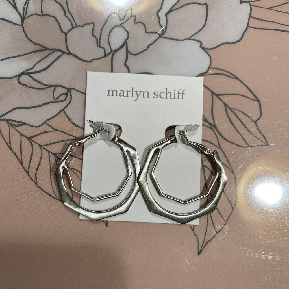 Marlyn Schiff Silver Hexagonal Earrings